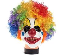 Máscara de payaso de látex con peluca de pelo colorida, nariz roja, disfraz de payaso de Halloween, espeluznante, cosplay, Halloween, adultos, adolescentes, máscaras unisex para juegos de rol
