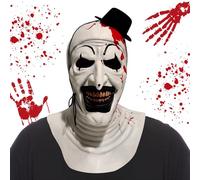 Máscara de Payaso Halloween,Máscara de Terrifier para Disfraz Terrifier Adulto,Horror Art The Clown Mask Cabeza Completa,Látex Mascara Terrifier Adulto,Halloween Cosplay Disfraz Accesorio