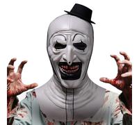 Máscara de Payaso, Terrifier Clown Máscara para Adulto, Terrifier Art The Clown Mask, Máscara de Payaso Asesino de Látex, Mascarillas de Horror para Halloween Cosplay Disfraz Accesorio (Blanco A)