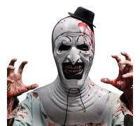 Máscara de Payaso, Terrifier Clown Máscara para Adulto, Terrifier Art The Clown Mask, Máscara de Payaso Asesino de Látex, Mascarillas de Horror para Halloween Cosplay Disfraz Accesorio (Blanco B)