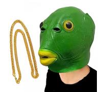 Máscara de pescado,Máscara de Pez Verde,Green Fish Head Monster Fish Mask Headgear,Máscaras de Cabeza de Animal de Látex Realistaspara Carnaval,Fiesta,Decoración Divertida,Accesorio de Juego de Rol