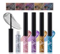 Máscara de pestañas colorida, juego de 5 colores con purpurina perlada, pestañas de ojos brillantes, pestañas de ojos voluminosas, encantadoras, resistentes al agua y a prueba de smudgeproof, larga