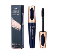 Máscara de pestañas de fibra de seda 4D, máscara extra larga resistente al agua que no se enrolla maquillaje natural de ojos de larga duración negro