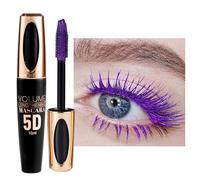 Máscara de pestañas morada 5D, resistente al agua, de secado rápido y sin bultos, color morado, para dar volumen y rizar y alargar, pestañas largas, maquillaje de ojos duradero para fiestas, bodas