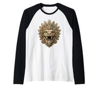 Máscara de Piedra de Serpiente emplumada Maya, Arte Antiguo de reliquia del Templo Camiseta Manga Raglan