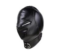 Máscara de piel sintética con capucha de cobertura completa con cremallera y boca abierta, máscara facial ajustable con cordones para Halloween, cosplay, disfraz punk, disfraz para parejas, juegos,