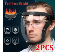 Máscara de protección a prueba de salpicaduras, Protector Facial transparente, máscara protectora de seguridad para exteriores, cubierta para la cabeza, protección de trabajo 1PCS Blue