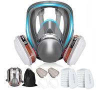 Máscara de protección respiratoria reutilizable de cara completa, máscara de gas de cara completa con filtro, máscara de polvo industrial para pulverizar, lijar, pintar, pulir, soldar con 22 filtros