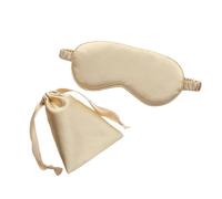 Máscara de seda para dormir con bolsa de transporte, sombra de ojos para dormir de viaje para mujeres y hombres, cubierta de siesta, cómodo parche para los ojos que ayuda a descansar (dorado)