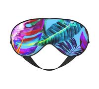 Máscara de seda para dormir con estampado de plantas tropicales de flores rojas, cubierta suave con correa ajustable, cómoda para viajes, oficina y siesta