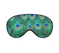 Máscara de seda para ojos Green Peacock Art Sleep Mask Eye Cover para juegos Party Sleeping Travel, Sleeping Eye Mask Eye Cover con banda elástica