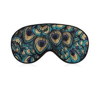 Máscara de seda para ojos Green Peacock Feather Art Sleep Mask 3D Eye Cover para viajes Trabajo Turn Sleep Siestas, Sleeping Eye Mask Eye Cover con banda elástica