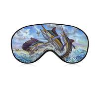 Máscara de seda para ojos Whimsical Fish Play in The Ocean Painting Sleep Mask 3D Eye Cover para viajes, trabajo, turnos, siestas, Sleeping Eye Mask Eye Cover con banda elástica