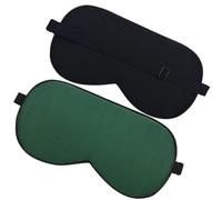 Máscara de seda pura para dormir, cubierta de ojos de seda, suave, para viajes, relajación, ajustable, color verde