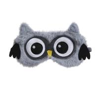 Máscara de seda suave con diseño de búho, máscara para dormir, cubierta de sombra de ojos de dibujos animados 3D, máscara de sueño relajante (gris)