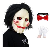 Máscara de sierra de terror, máscara de rompecabezas de asesino de payasos, carnaval, Halloween, accesorios de fiesta (3 piezas)