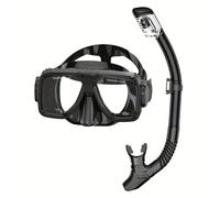 Máscara de snorkel y de snorkel de secado rápido JoyMaySun - Montura grande y antivaho con vista panorámica , para adultos, lentes de cristal templado para buceo, equipo de esnórquel, natación