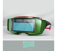 Máscara de soldadura de oscurecimiento automático, gafas protectoras con energía solar con diadema ajustable para gas eléctrico para soldadura de argón verde (clásico + 10 piezas)