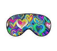 Máscara de sommeil unisexe doux, canción regulable para viajar en avión, máscara para los ojos con motivo graffiti cœur d'amour coloré pour la Saint-Valentin, pour la sieste en avion, le yoga