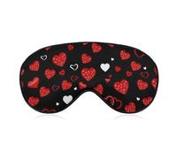 Máscara de sommeil unisexe doux, canción regulable para viajar en avión, máscara para los ojos negros con corazón rojo para la Saint-Valentin, para el yoga, la sieste en avión