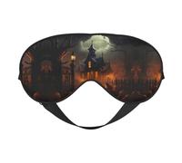 Máscara de sueño con estampado de Halloween de miedo máscara de ojos sedosos máscara de sueño para mujeres hombres para viajes sueño relajación