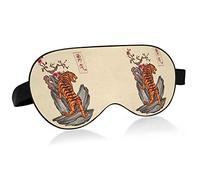 Máscara de sueño de tela de ojo de pájaro de estilo de tatuaje de tigre japonés, antifaz para ojos supersuave