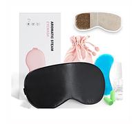 Máscara de sueño de vapor,doble cara de seda USB de almacenamiento de energía caliente suave y cómoda,control de temperatura,sombreado,máscara de ojos,para siestas,viajes,trabajo,Negro ordinario