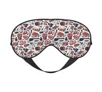 Máscara de sueño para hombre y mujer - Máscara de viaje con hebilla ajustable e impresión de carne roja - Máscara de sueño cómoda para hombre y mujer - Diadema divertida para juegos de fiesta