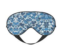 Máscara de sueño para los ojos con diseño de corazón azul 02, máscara de sueño que bloquea perfectamente la luz para hombres y mujeres, diadema suave y cómoda para viajar