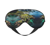Máscara de sueño para los ojos impresa de las islas de Noruega con correa ajustable suave para viajes en avión relajante yoga siesta meditación
