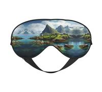 Máscara de sueño para los ojos impresa de las islas de Noruega con correa ajustable suave para viajes en avión relajante yoga siesta meditación