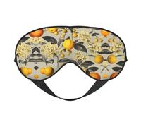 Máscara de sueño para ojos con flores amarillas y frutos de naranjo, máscara de sueño que bloquea perfectamente la luz para hombres y mujeres, diadema suave y cómoda para viajes