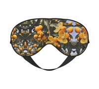 Máscara de sueño para ojos con flores amarillas y frutos de naranjo, máscara de sueño que bloquea perfectamente la luz para hombres y mujeres, diadema suave y cómoda para viajes