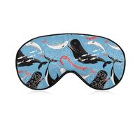 Máscara de sueño suave con correa ajustable para ojos, diseño de ballenas marinas, increíbles animales del océano, bloquea la luz para mujeres y hombres