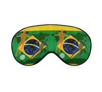 Máscara de sueño suave de la bandera brasileña de fútbol con correa ajustable máscaras de ojos cubierta bloquea la luz para mujeres y hombres
