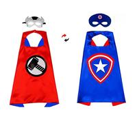 Máscara de superhéroe para niños, capa de doble cara y 2 máscaras incluidas, para fiestas de cumpleaños, cosplay, para niñas y niños