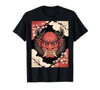Máscara de Tengu Feroz Arte Japonés Flor de Cerezo Camiseta
