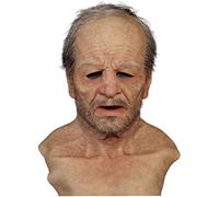 Máscara de Terror para Hombres Viejos de Halloween, Máscara de Cara Humana Realista Espeluznante, Máscara de Látex Antiarrugas para Adultos, Máscara para Hombre y Mujer, (A)