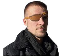 Máscara de un solo ojo negra, suave y cómoda, cubierta de parche de piel sintética con pliegues para los ojos con elástico ajustable para adultos y niños (amarillo)