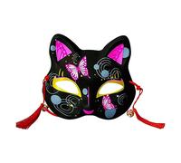 Máscara de zorro de Halloween para Halloween, fiesta de baile de máscaras, accesorio de disfraz japonés Kabuki (A)