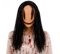 Máscara Demonio Halloween de Látex para Adultos,Máscara Horror Facial Completa Realista con Pelo Largo Negro y Cicatrices Sangrientas,Máscara Fantasma para Carnaval,Cosplay y Fiesta de Terror