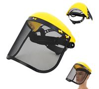 Máscara Desbrozadora con Pantalla de Malla de Acero | Protector de Cortacésped Anti-Salpicaduras, Careta Desbrozadora Duradera, Casco para Jardinería y Carpintería (Amarillo)