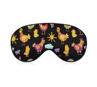 Máscara doux para mujer con motivo coq, pollo y oiseaux floraux noirs, sangle ajustable.