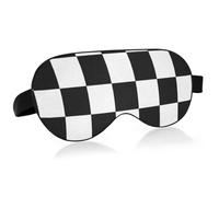 Máscara esencial de viaje con patrón a cuadros en blanco y negro con banda elástica ajustable, opaca, acogedora máscara de ojos para dormir, transporte público