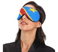 Máscara esencial para dormir con la bandera nacional de la República Democrática del Congo con banda elástica ajustable opaca con correa elástica ajustable, máscara para dormir para viajes en casa