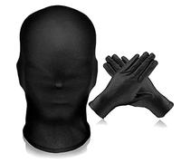 Máscara facial completa de 2 piezas exponer la boca Máscara facial completa de seda de leche de Halloween Máscara sin rostro unisex para disfraz de fiesta de Halloween fresca y de moda -Negro (Nero-3)