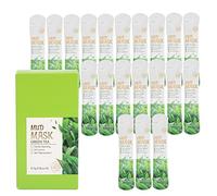 Máscara Facial de Barro de Té Verde de 20 Piezas, Mascarilla Facial de Arcilla de Barro para Limpiar los Poros, Hidratante para la Piel, Aclara el Tono de la Piel, Reduce las Arrugas, Aprieta la Piel,