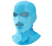 Máscara facial de buceo con agujeros ampliados para los ojos para usuarios de gafas, protección solar UPF 50+, casco de esnórquel para hombres y mujeres, color negro (azul)