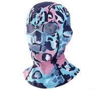 Máscara facial de buceo con agujeros ampliados para los ojos para usuarios de gafas, protección solar UPF 50+, casco de esnórquel para hombres y mujeres, negro (azul rosa)