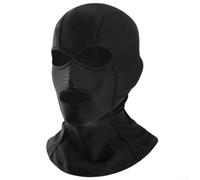 Máscara facial de buceo con agujeros ampliados para los ojos para usuarios de gafas, protección solar UPF 50+, casco de esnórquel para hombres y mujeres, negro (negro)